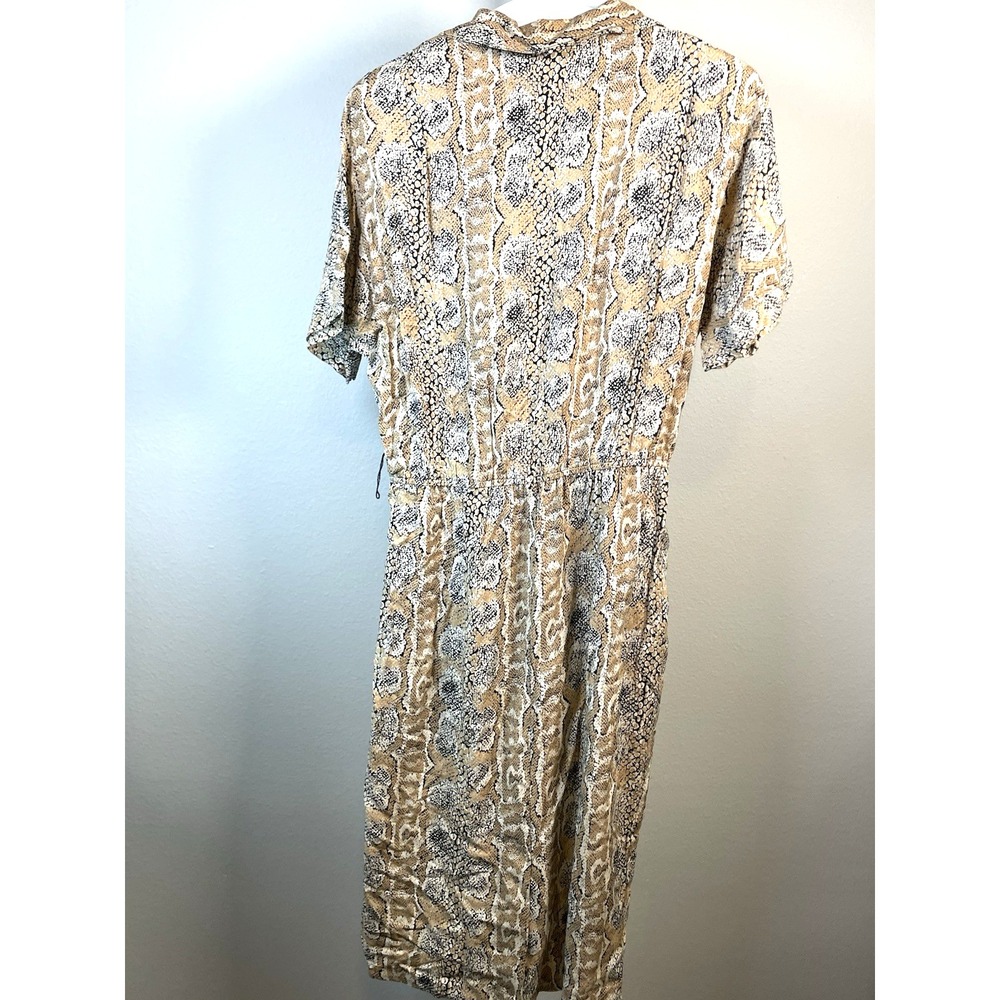 Vintage Dress 12 California Design by Dorothy Samuel Snakeskin w/ belt belted - Picture 3 of 6